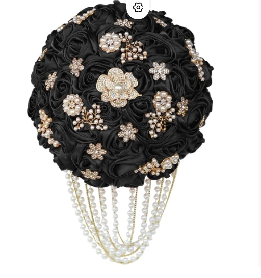 

Wedding Bouquets with Silver Crystal Jewelry