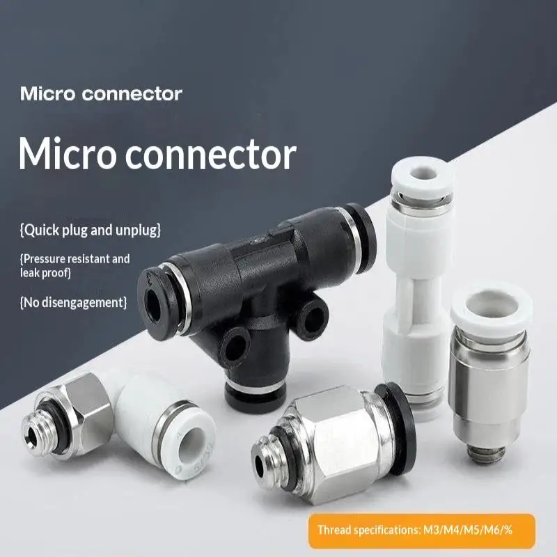 Mini Pneumatic Air Tube 90 Degree Elbow Quick Push In Fitting PL Series Multi Thread Pneumatic Connectors