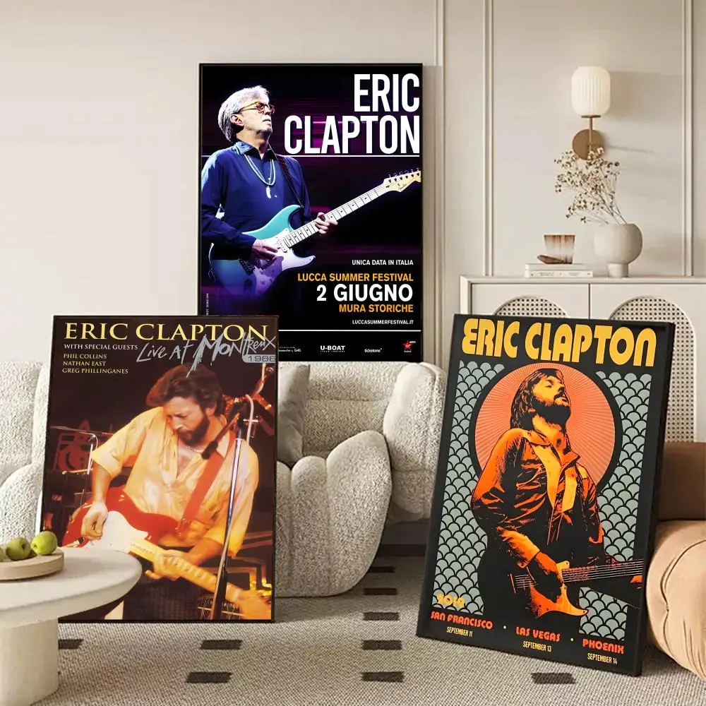 Singer E-Eric C-Clapton Poster Waterproof Self-Stick Wall Art Stickers, Removable Wall Decor for Living Room and Bedroom