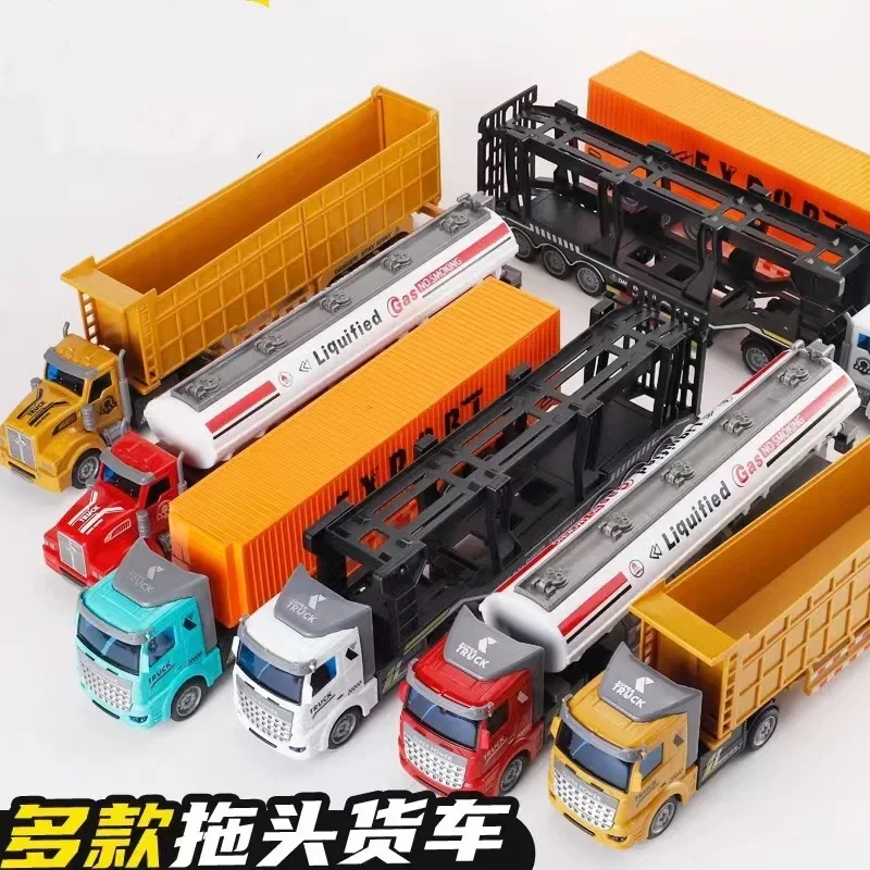 Semi-remorque camion robuste ingénierie benne Transport conteneur réservoir d'huile garçon modèle camion de retour