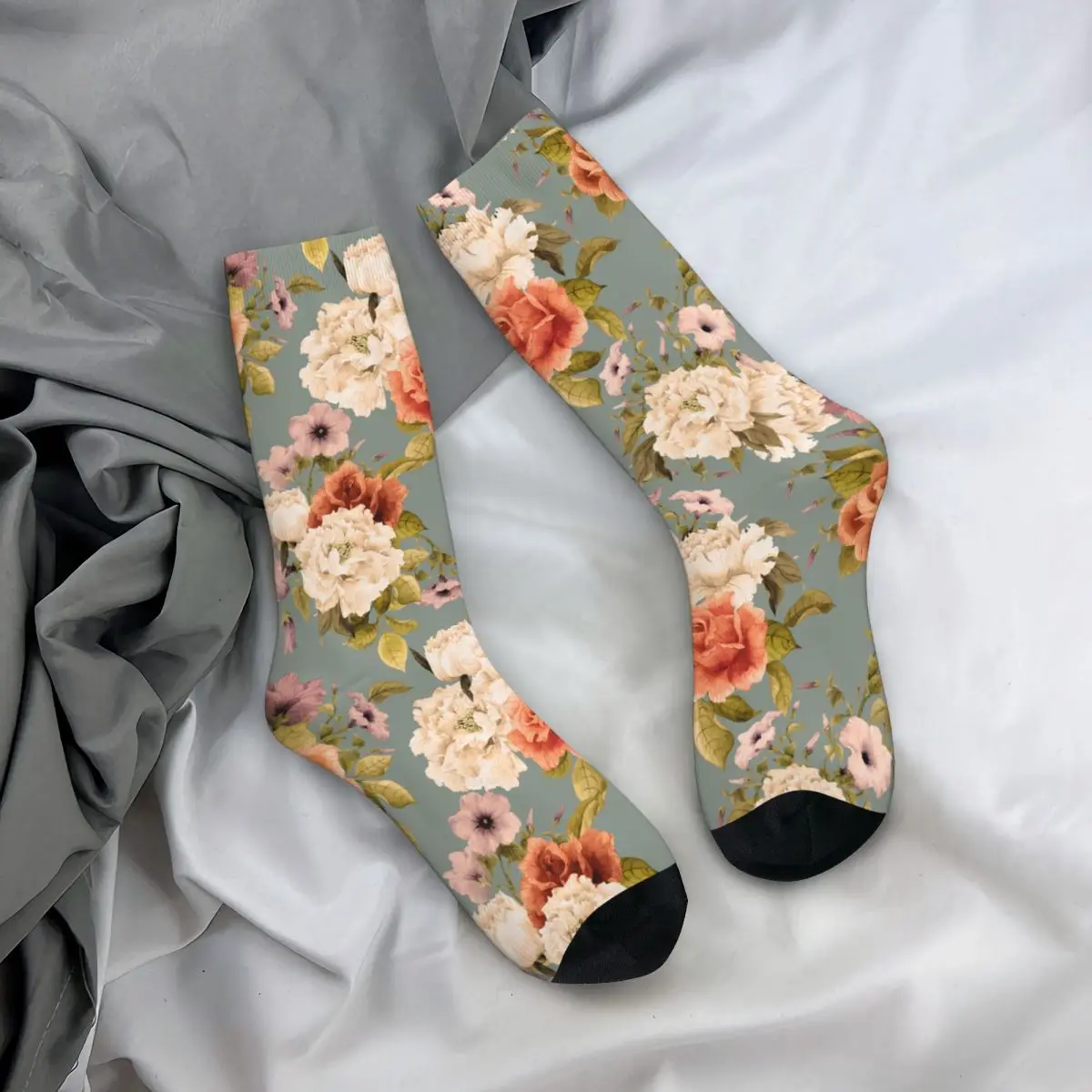 

Happy Funny Men's Socks Casual Watercolor Rose Flowers Vintage Sock Polyester Sport Women Stockings Spring Summer Autumn Winter