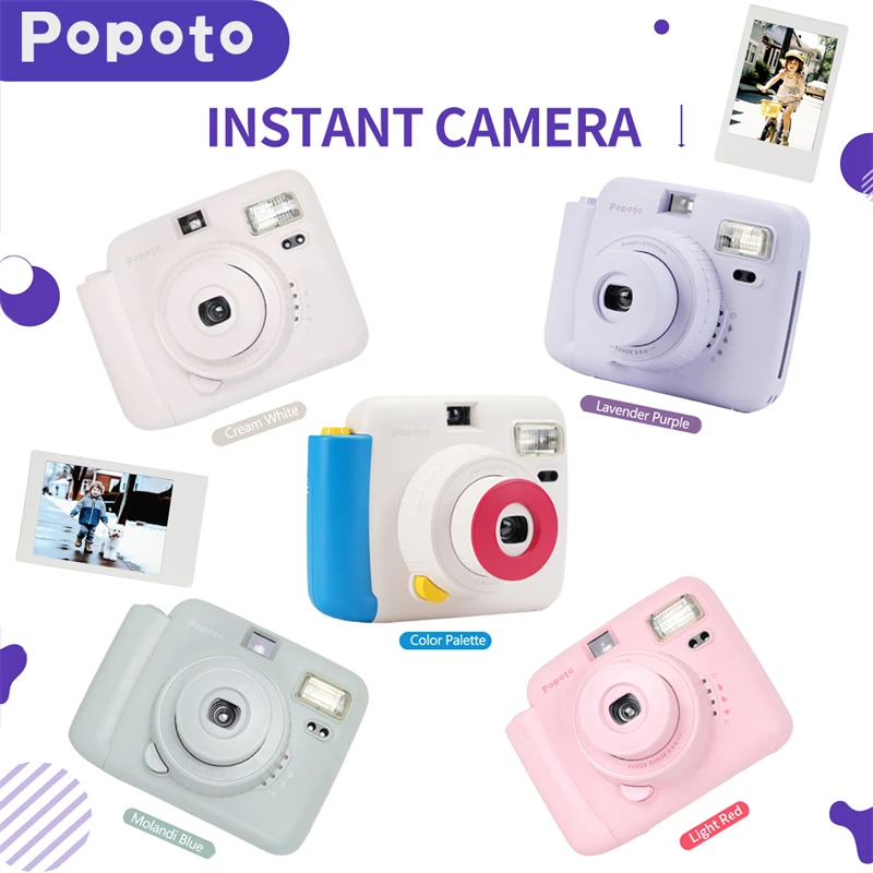 Popoto Instant Camera Portable Design Automatic Exposure Easy Use Children Birthday Gift Suitable for Beginners Instant Camera