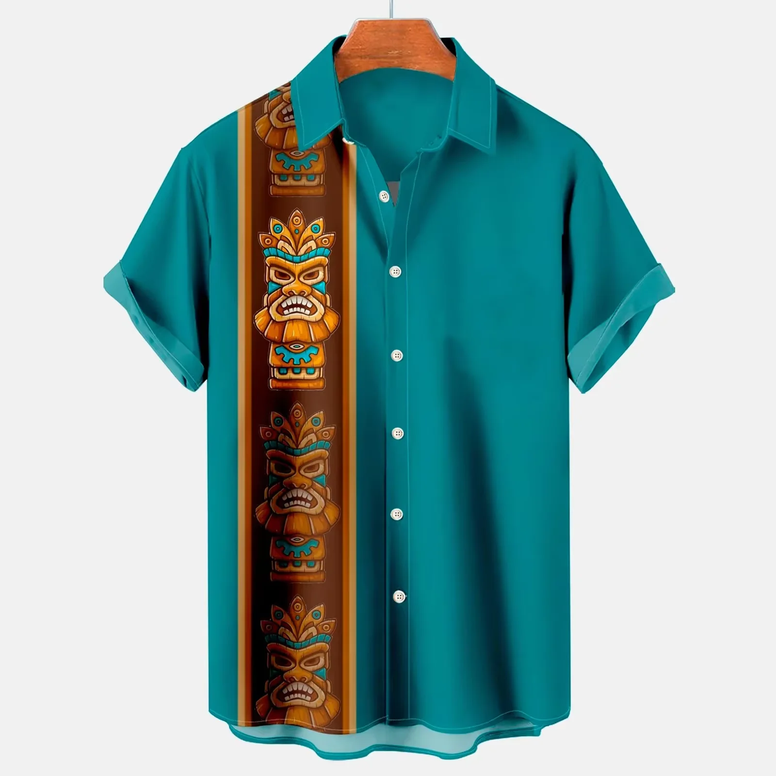 Summer Hawaiian Tiki 3D Print Shirts Men Fashion Shirt Casual Harajuku Vintage Streetwear Short Sleeve Shirt Blouse Man Clothing