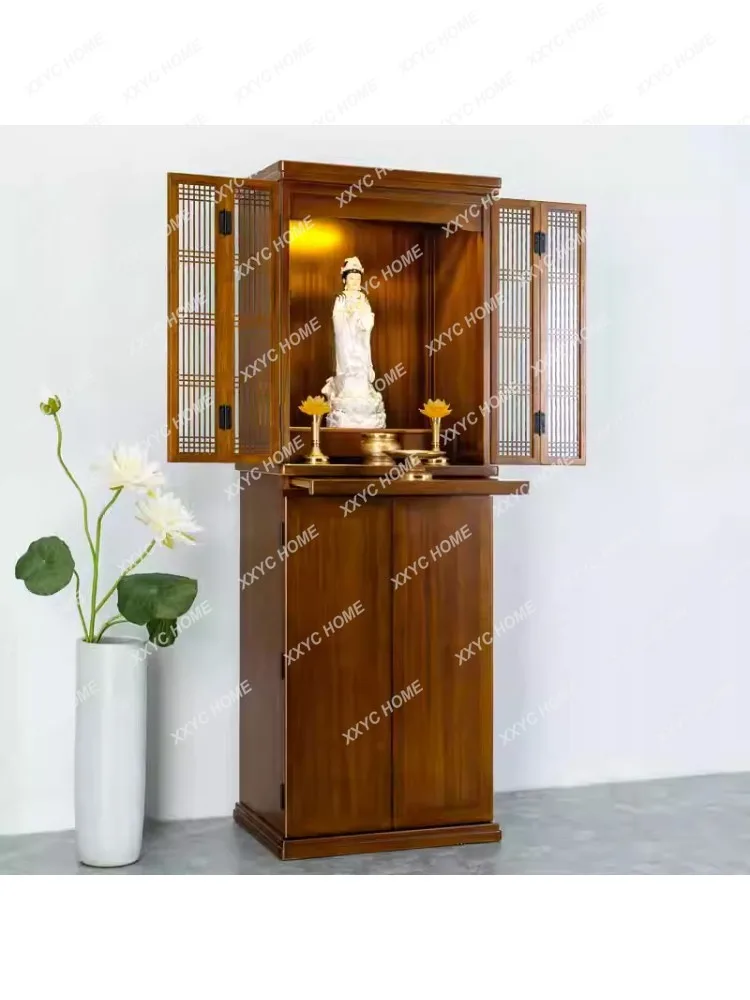 Clothes Closet Modern Economical God of Wealth with Door Altar Altar Shrine Solid Wood Buddha Cabinet