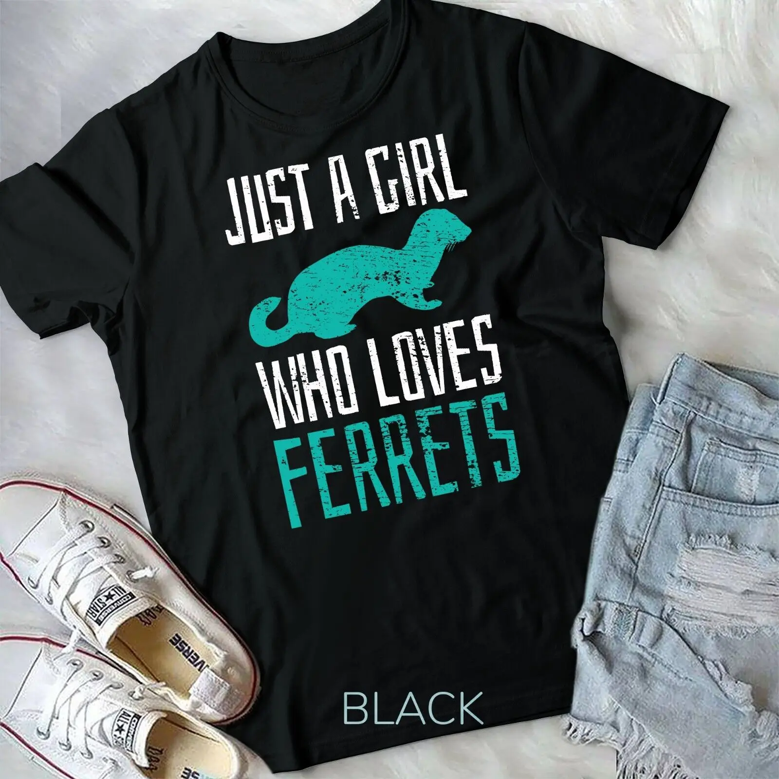 Ferret Just A Girl Who Loves Ferrets Cute Vintage Gift T-Shirt Unisex T-shirt