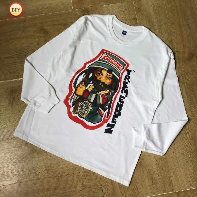 

KANYE футболка с длинными рукавами и портретным принтом в стиле хип-хоп, осенняя мужская и женская белая повседневная футболка большого размера YZY TEE