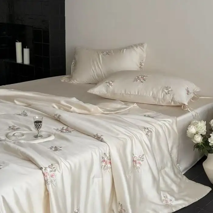 الفاخرة فرنسا نمط ليوسيل الألياف غطاء لحاف الصيف تنفس الحرير الجليد مكيف الهواء لحاف الرجال النساء التطريز لوازم السرير #2