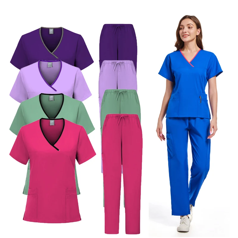 Pet Grooming Doctor uniformi capelli Non appiccicosi dentista infermieristica uniforme donna tessuto elastico traspirante abbigliamento da lavoro medico estate