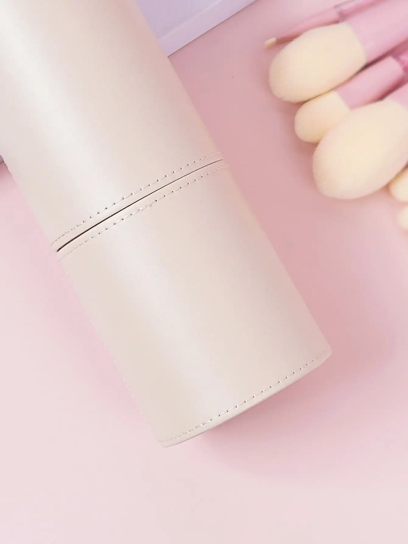 Cubo de cuero PU de gran capacidad para estudiantes, almacenamiento de brochas de maquillaje de escritorio, lápiz labial, lápiz de cejas