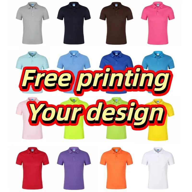 180g Quick-dry Fabric Summer Men Women Short Sleeve Polo Shirt Print Logo Personalized Custom Design Pattern 6XL 7XL Big Size