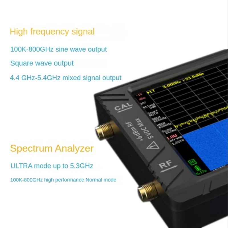 Nuevo analizador de espectro, analizador de espectro pequeño, pantalla Tinysa Ultra de 4 pulgadas con batería de 100Khz a 5,3 Ghz con tarjeta de 32GB