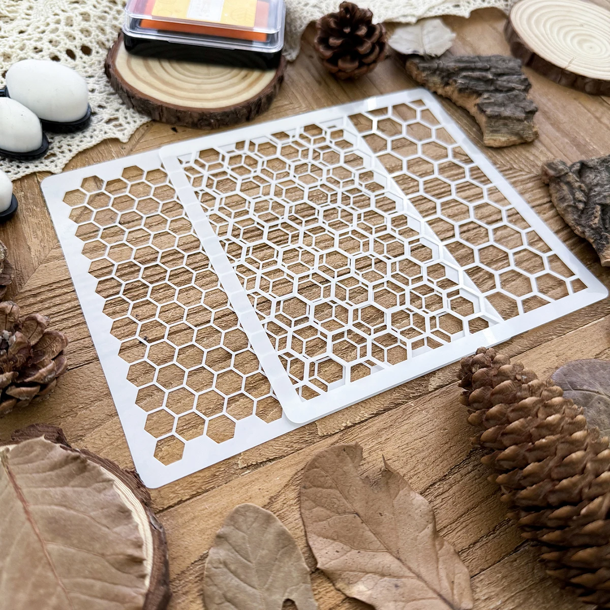 2pcs/6x6in Hexagonal Honeycombs Bees DIY Layering Stencils Painting Scrapbook