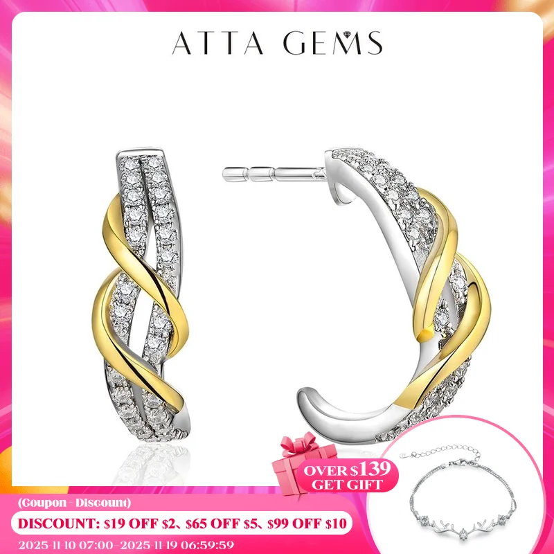 

Новинка, классические серьги-гвоздики ATTAGEMS из серебра 925 пробы с желтым покрытием