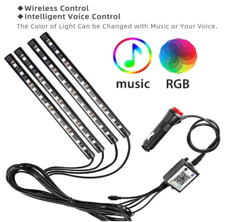 Remote 5050 RGB Car LED Strip Lamp USB focos led para autos Atmosphere Decoration Ambient Lights Car Accessories Interior Light