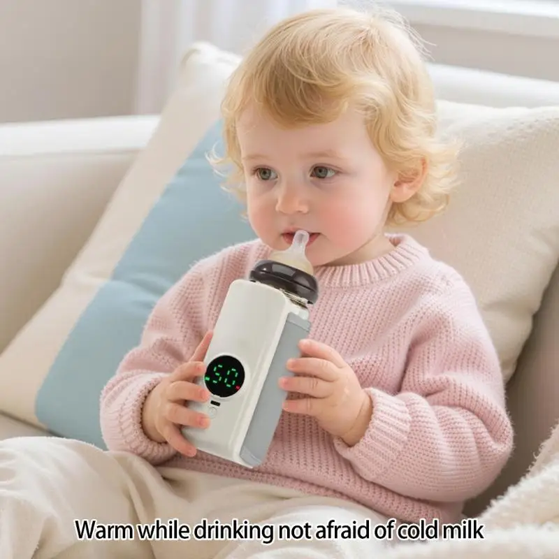 Intelligent Portable Warmer Rechargeable 2000mAh Milk Bottle Warmer Maintains Constant Temperature for Infant Feeding A2UB