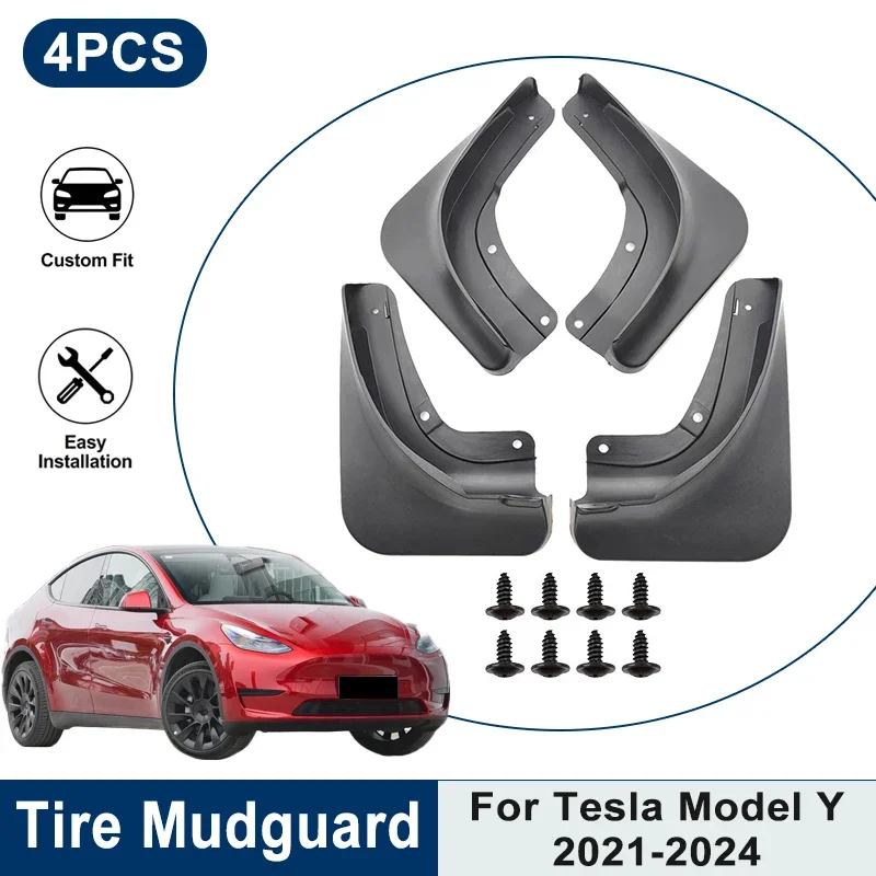 

Car Mud Splash Guards 4PCS For Tesla Model Y 2021-2024 Waterproof Anti-Scratch Fender Mud Flaps Auto Exterior Tuning Parts