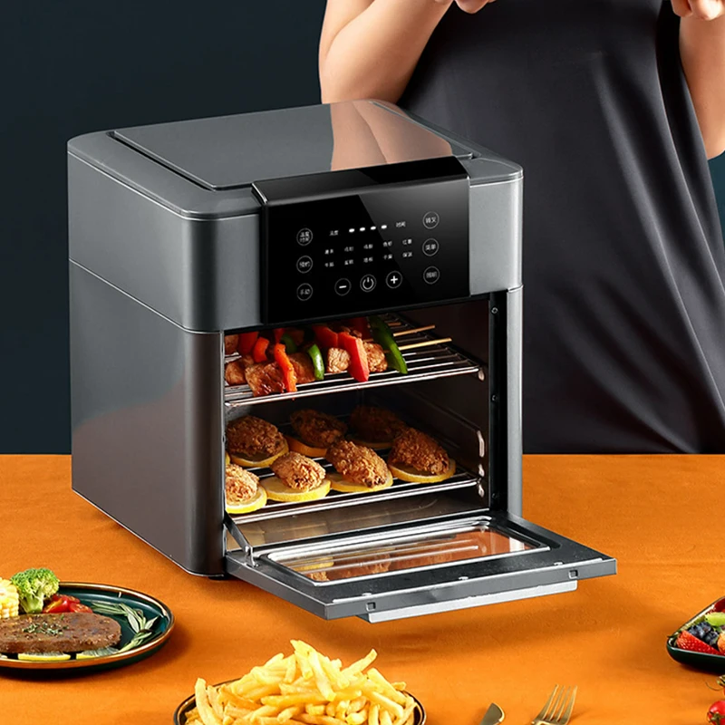 مقلاة هوائية بسعة كبيرة 12 لتر، 220 فولت، فرن مقلاة كهربائية ذكي متعدد الوظائف خالي من الزيت مع شاشة LED تعمل باللمس للمنزل
