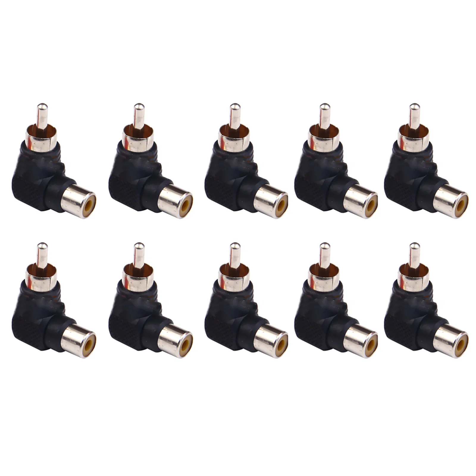 10Pcs New RCA Right Angle Connector Plug Durable 90 Degree Elbow Male To Female RCA Adapters Replacement Accessories