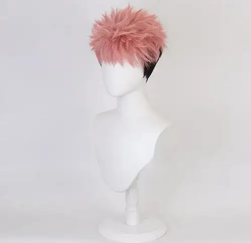 Itadori Yuji Anime Peruca Cosplay, Cabelo Curto, Rosa De Seda De Alta Temperatura, Perucas De Malha Interna