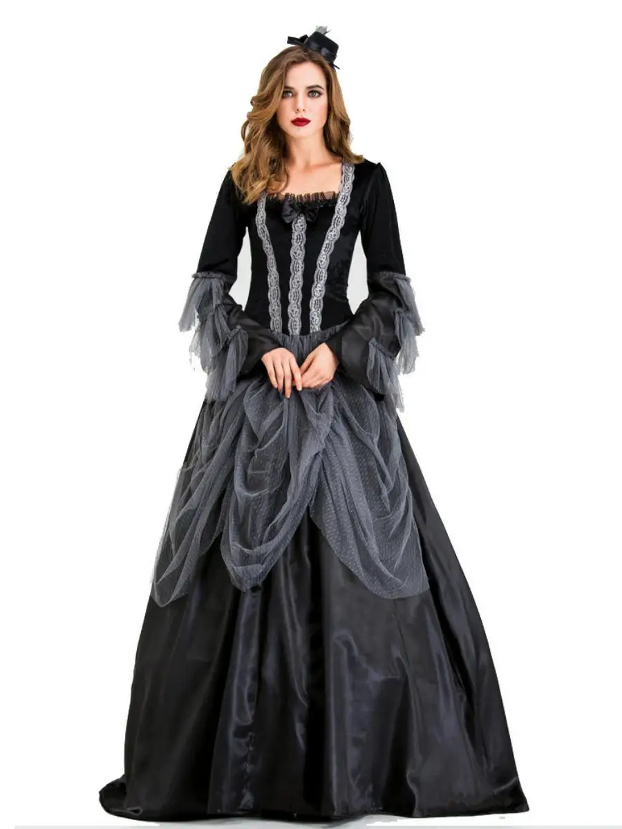 

New loween Special Ele Witch Cosplay Role-plang Costume Court Long Dr Queen Polyester Summer Faion