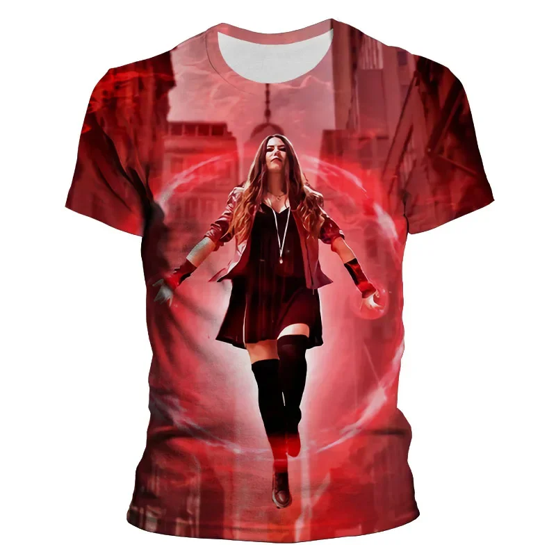 Summer T-shirt Harajuku Fashion Marvel The Avengers Wanda Scarlet Witch T Shirt Teen\'s Woman Leisure Streetwear Harajuku Tshirt