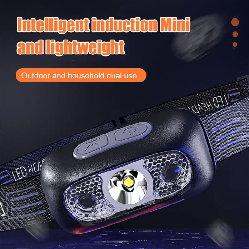Mini LED Headlamp Rechargeable Lightweight Compact Design For Outdoor Camping Hiking Mining