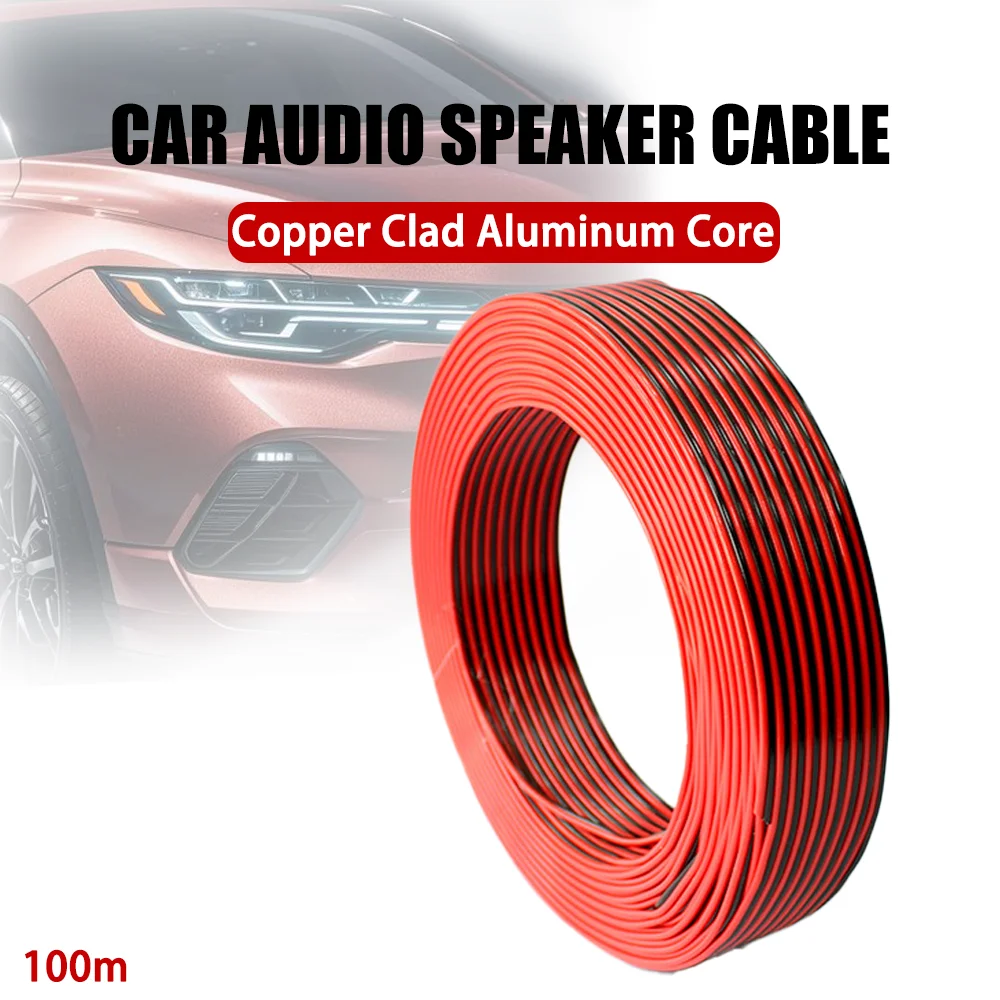 Cavo per altoparlante Audio per auto da 100m nero e rosso doppia linea copertura esterna in PVC rivestito in rame cavi per altoparlanti per auto con