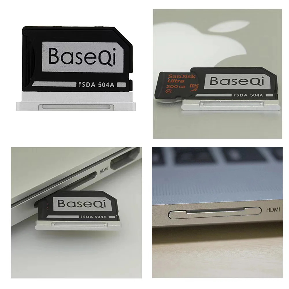 BaseQi Adaptador de tarjeta Microsd para MacBook Pro Retina, 13 pulgadas, 15 pulgadas, air13 pulgadas, completamente oculto