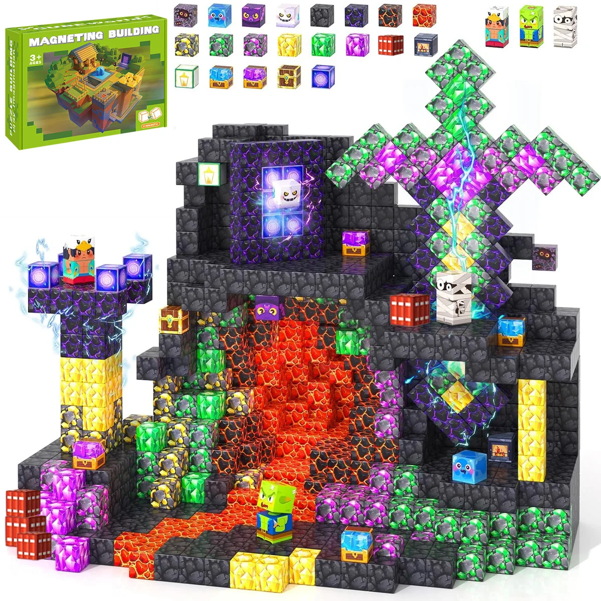 Blocos Magnéticos de Montar: Brinquedo Educacional STEM para Crianças - Construa seu Mundo DIY - Presente de Feriado para Meninos e Meninas