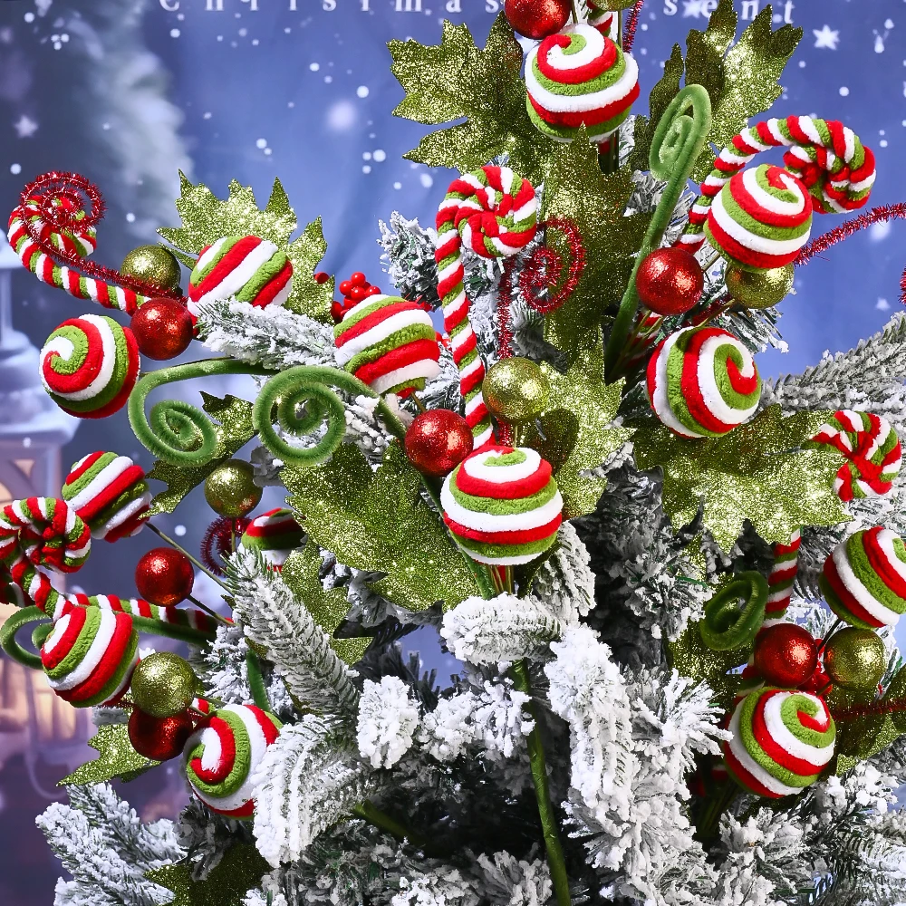 

iYOE 2 шт. 34 см полиэстер елочные украшения DIY витой леденец цветок конфеты ветки новогодняя вечеринка подарки поставки