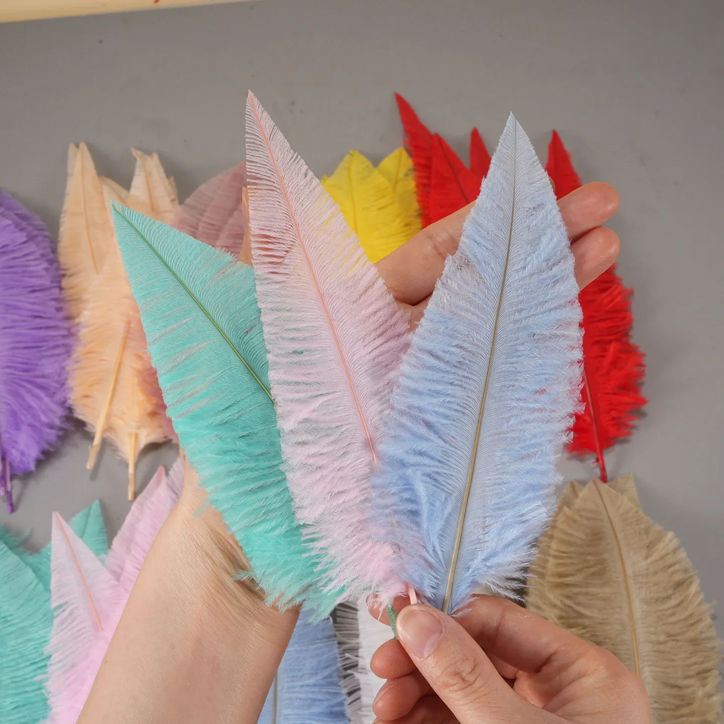 Colorful Dyed Ostrich Plume Feathers 15-30cm Trimmed Feather Pieces for DIY Crafts Costume Accessories Stage Wedding Decor