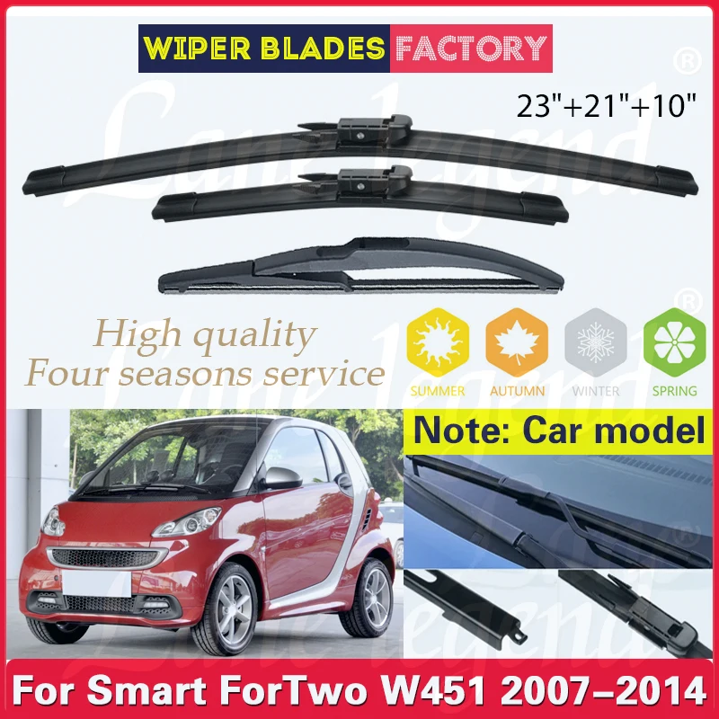 

Wiper Front Rear Wiper Blades Set For Smart ForTwo W451 Coupe 2007-2014 Soft Rubber Windscreen Windshield Window Brush 23"21"10"