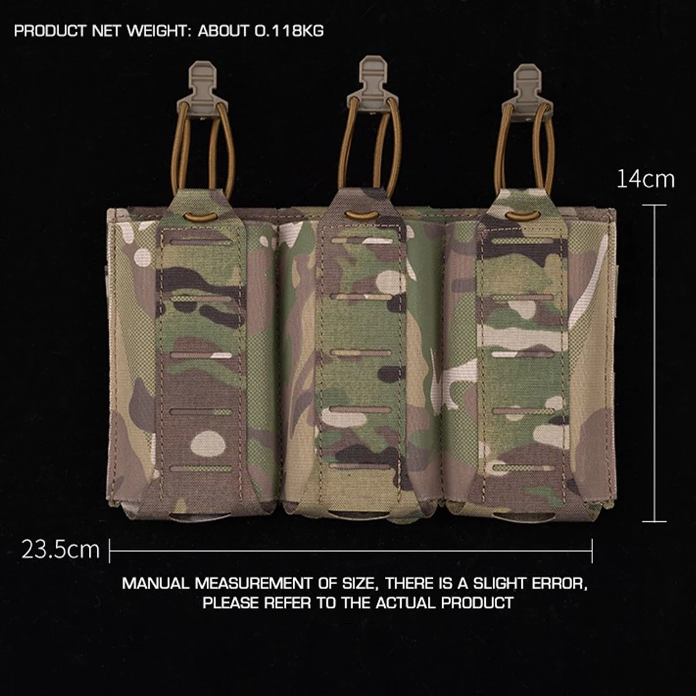 Tasca porta caricatori elastica tripla leggera tattica Airsoft 5.56 7.62mm Vest Plate Carrier Tasca porta caricatori con patta anteriore Marsupio da caccia Molle