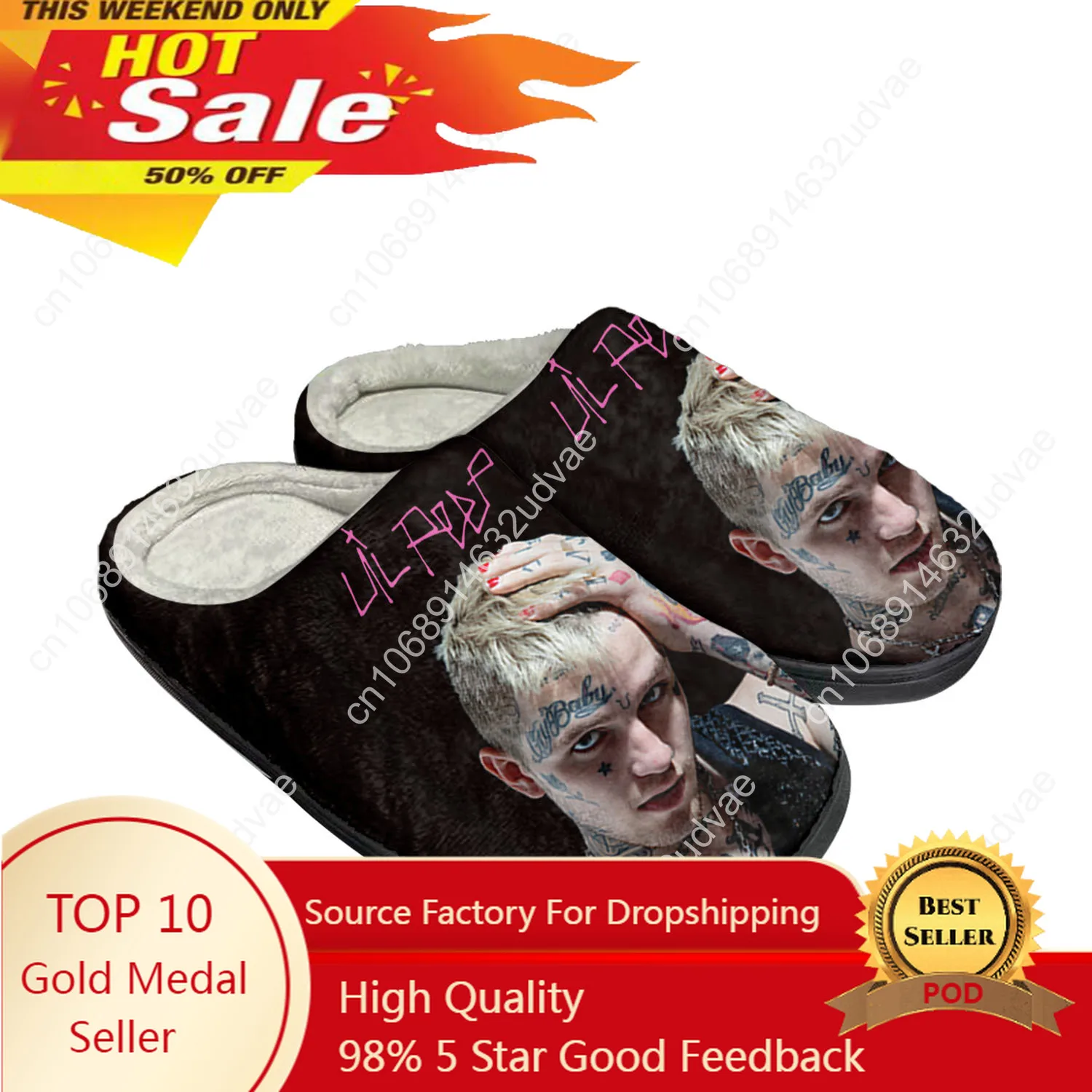 

Hot Hip Hop Rapper Lil Peep Home Cotton Custom Slippers Mens Womens Sandals Plush Bedroom Casual Keep Warm Shoe Thermal Slipper