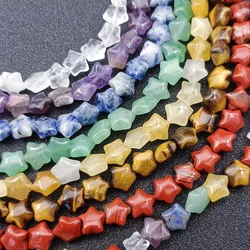 21Pcs 10mm Natural Stone Five-pointed Star Beads with Holes Reiki Healing Gem for DIY Handmade Bracelet Necklace Jewelry Making