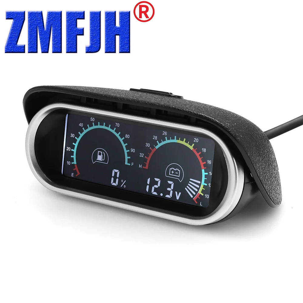 Digital Fuel Level Gauge+Voltage 2 IN 1 Dual Gauge with Flashing Alarm for Universal Diesel Petrol Car Auto Truck 12V24V