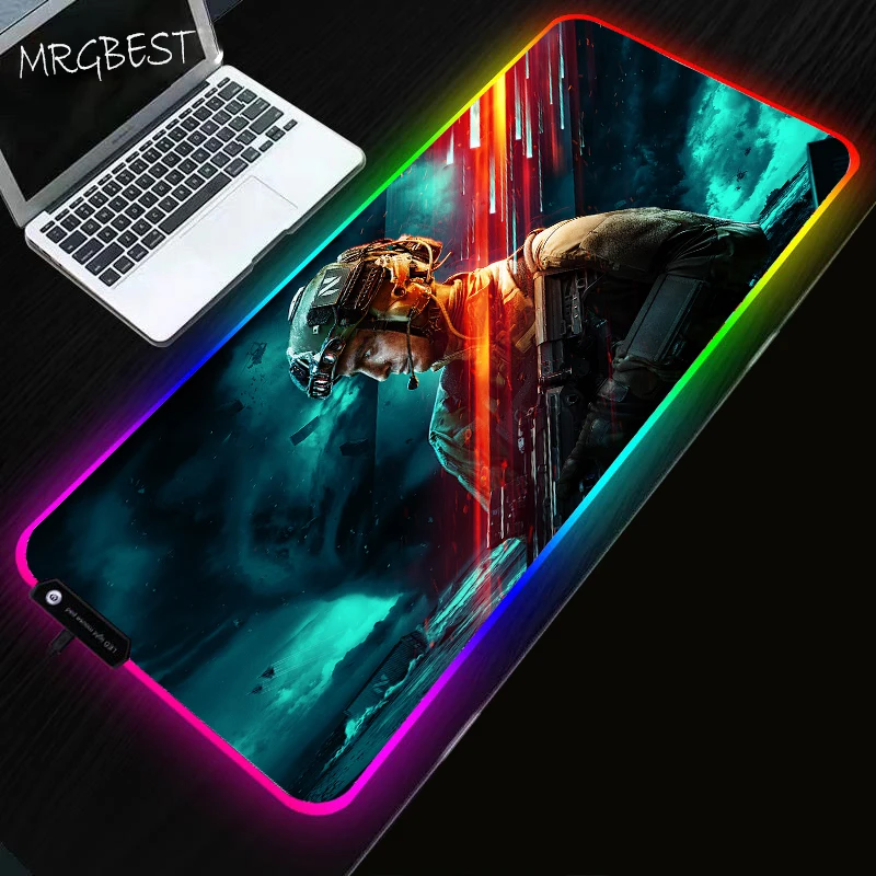 Rgb Pad Battlefield 2042 Big Mousepad 900x400 Mouse Mat Gaming Computer Table Gaming Led Lights Desk Mat Mouse Gamer Deskpad