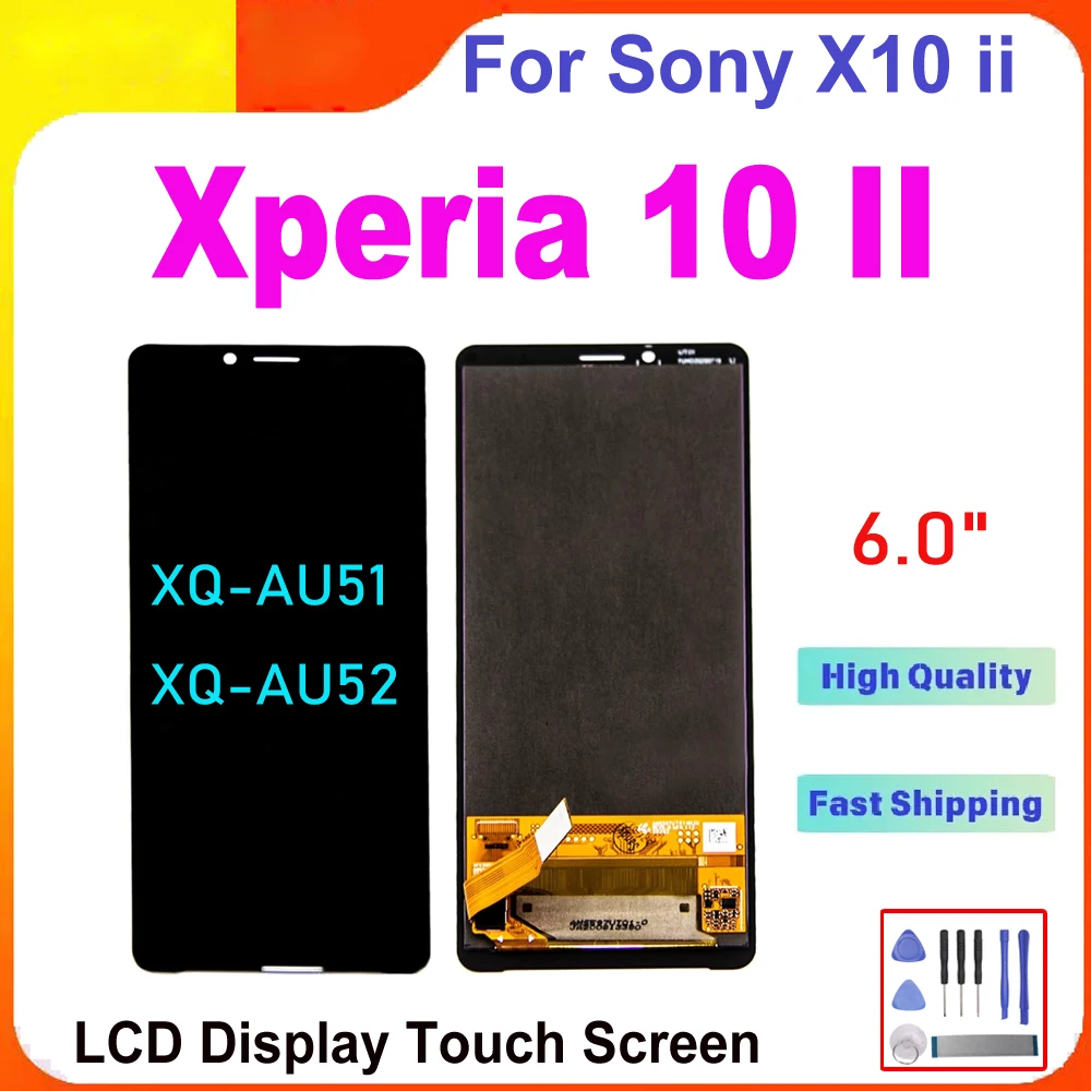 Pantalla LCD OLED de 6,0 pulgadas para Sony Xperia 10 II, montaje de digitalizador con pantalla táctil para Sony X10 ii 10II 10 II XQ-AU51 XQ-AU52 LCD