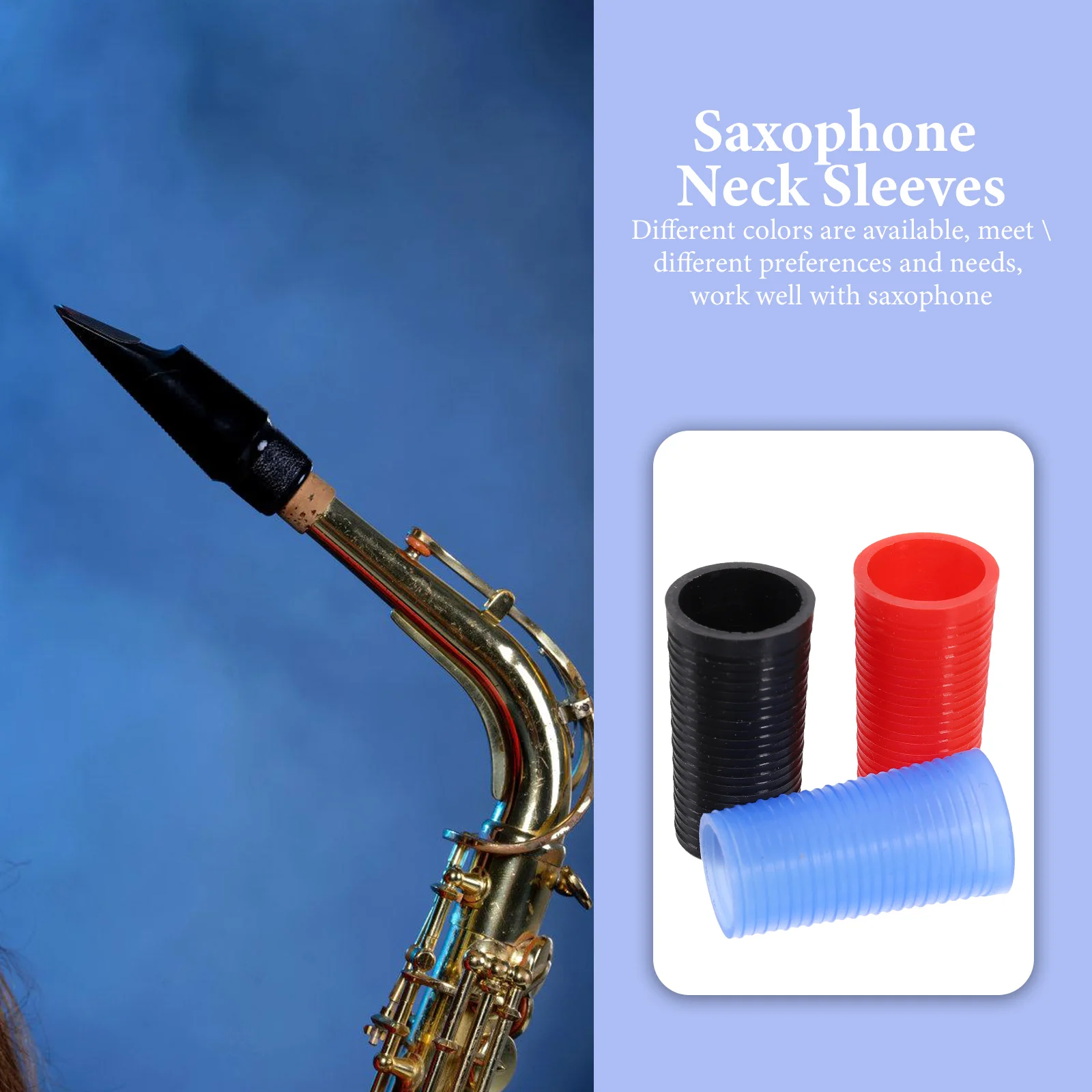 

3Pcs Saxophone Neck Sleeves Silicone Soft Lightweight Wear Resistant Reduce Air Leakage Improve Playability Saxophone Neck Rings