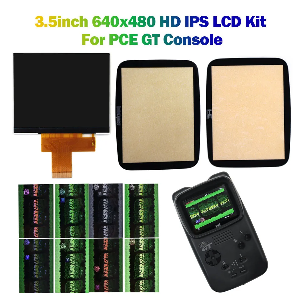 3.5" IPS LCD 640x480 HD RGB Board Hightlight For PCE GT PC Engine GT Console With OSD Menu RGBS Board