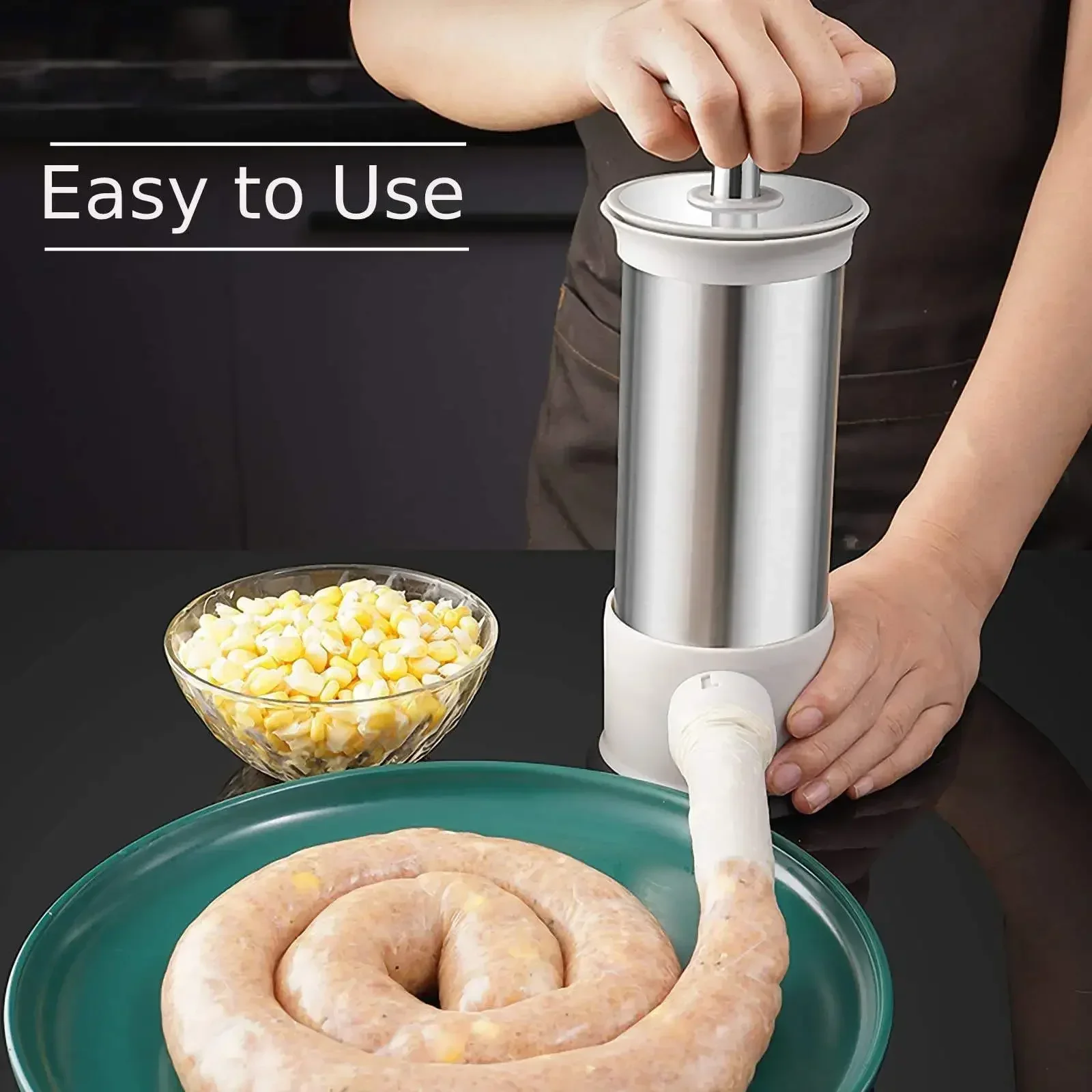 Homemade Sausage Stuffer 304 Stainless Steel Meat Filling Machine Sausage Syringe Meat Filler Meatball Maker Cocina Tool