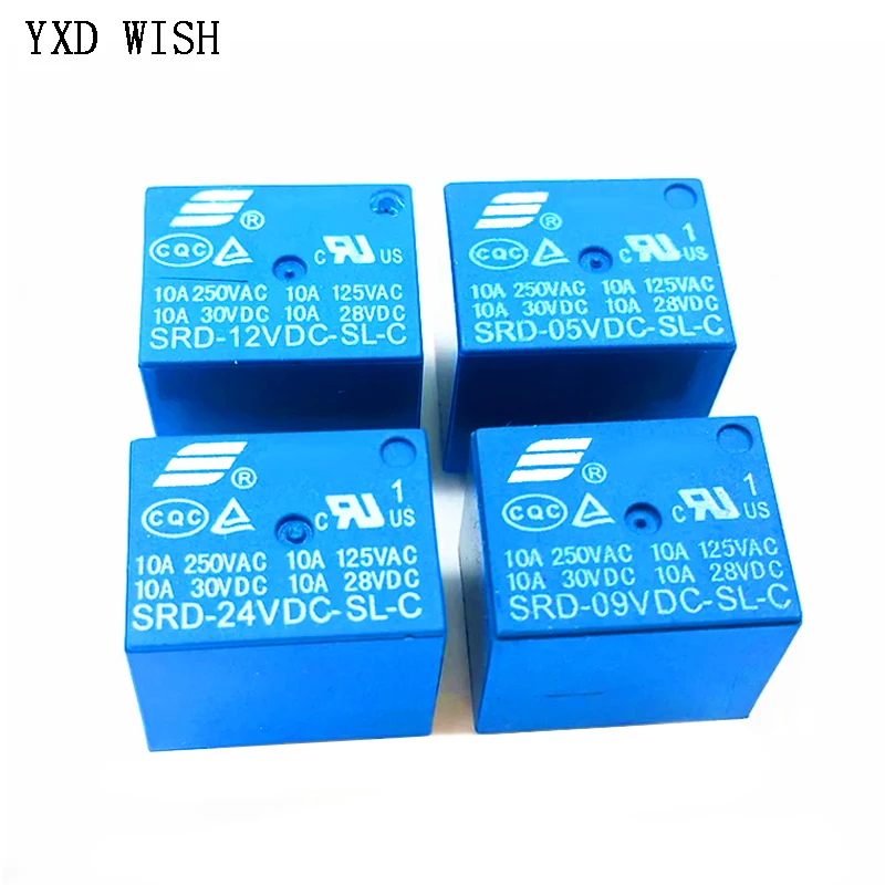 

50pcs Relay SRD-05VDC-SL-C SRD-12VDC-SL-C SRD-24VDC-SL-C 5 Pin DC 5V 12V 24V 10A 250VAC 5PIN Power Relays