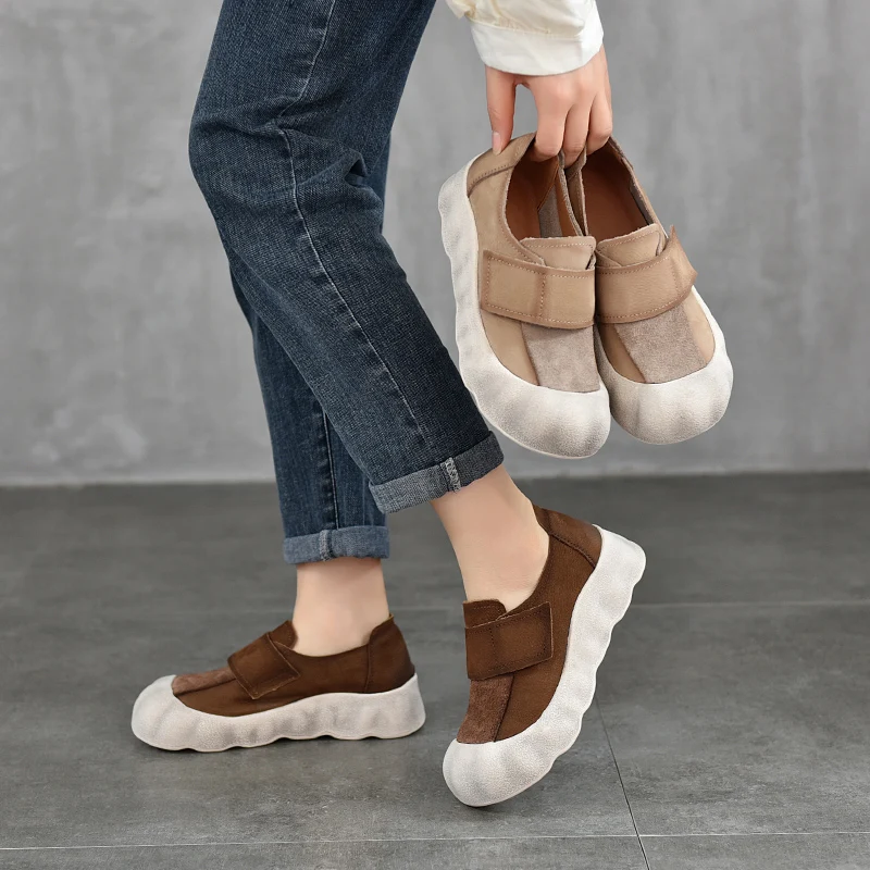 

Board Shoes Female Genuine Leather Spring Women's Loafers 2026 Casual Retro Flat Women's Sneakers