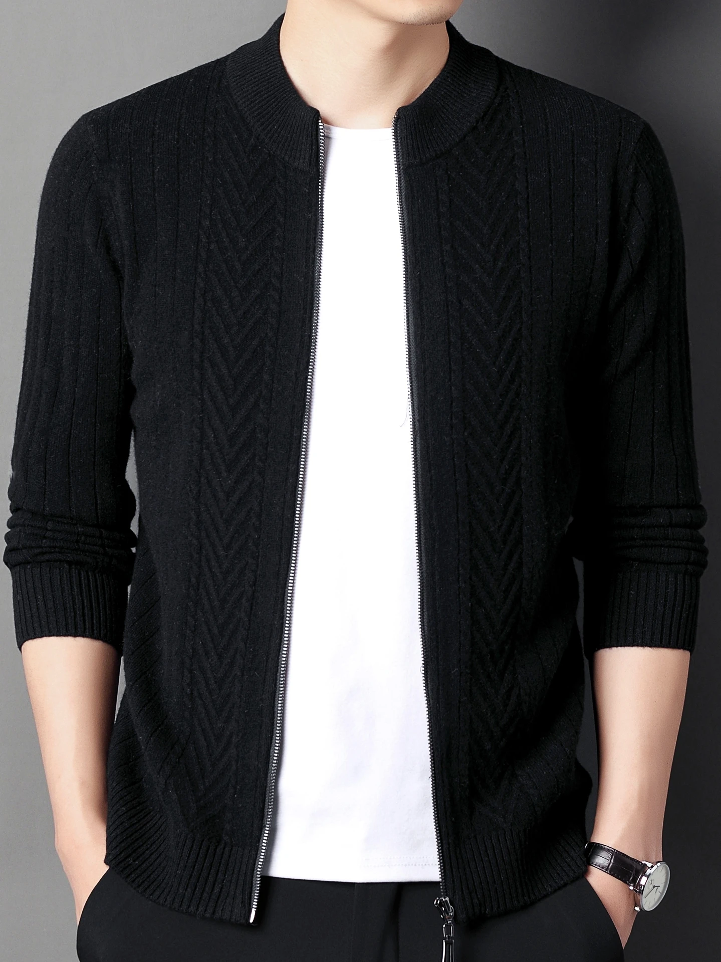 

Mens Winter Cardigan zipper Sweater Male Knitted thick Winter Korean Style Fashion Casual Knitted men Sweatercoats