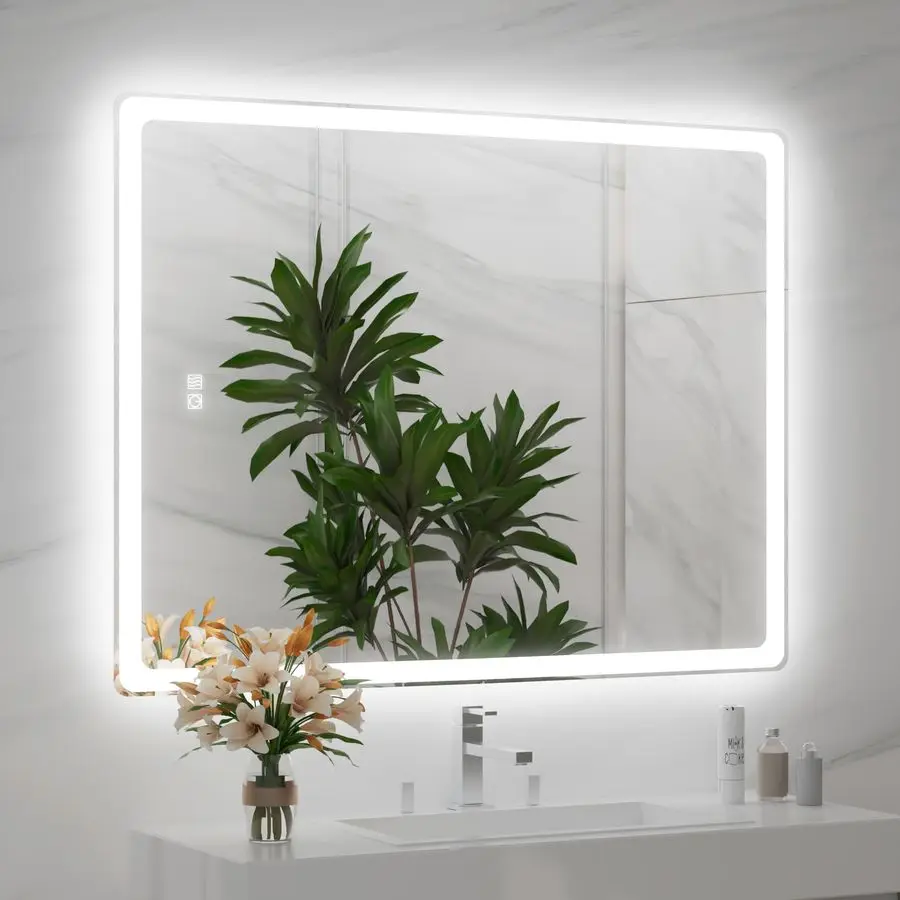 

Bathroom Mirror with Lights Bathroom Mirror 32 x 40 Inch, Frameless Front amp Backlit Lighted Mirror for Bathroom Wall Mount