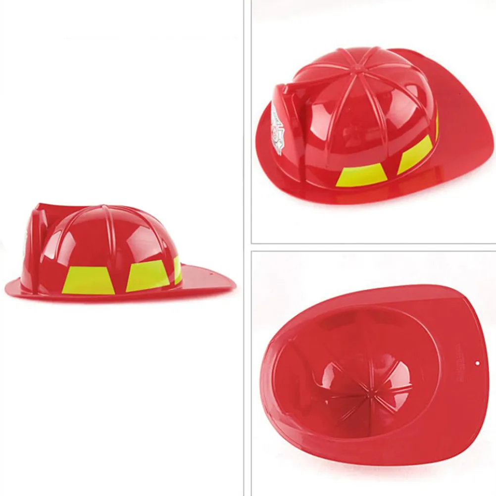 2Pcs Fireman Role Play Simulation Educational Creative Construction Safety Headgear Red Black for Kids Children