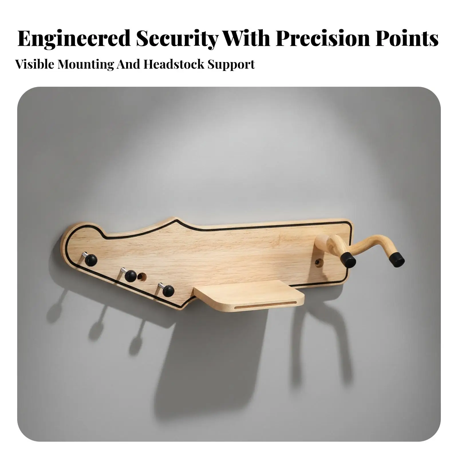 Guitar Wall Mount Display Rack with Protective Padding for Electric Guitar Neck and Headstock