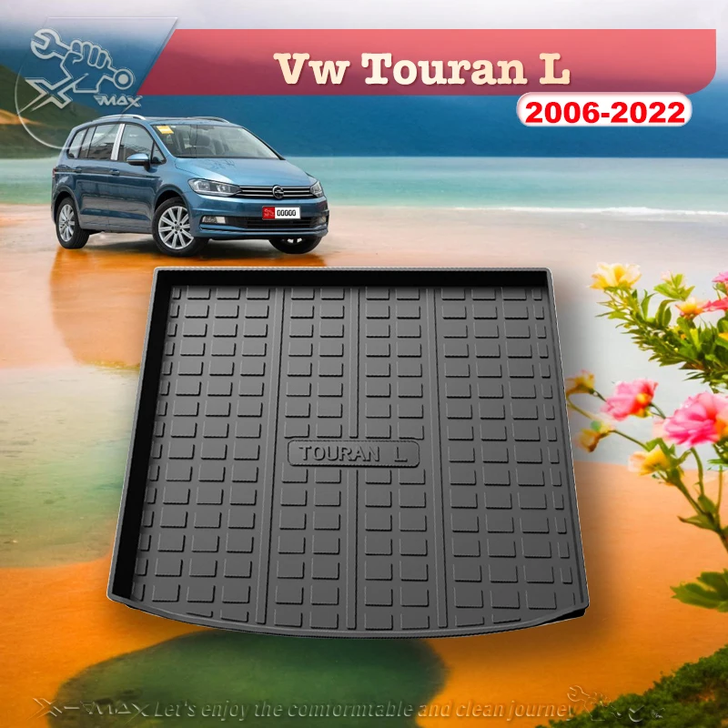 For Vw Touran L 2006-2022 Fit Car Trunk Mat All Season Black Cargo Mat 3D Shaped Laser Measured Trunk Liners