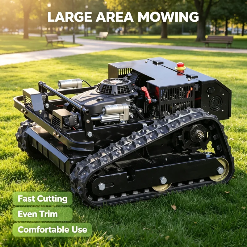 Customized CE EPA Battery-Powered Tracked RC Robotic Mower 4-Blade 4-Position Height Adjust for Steep Slopes