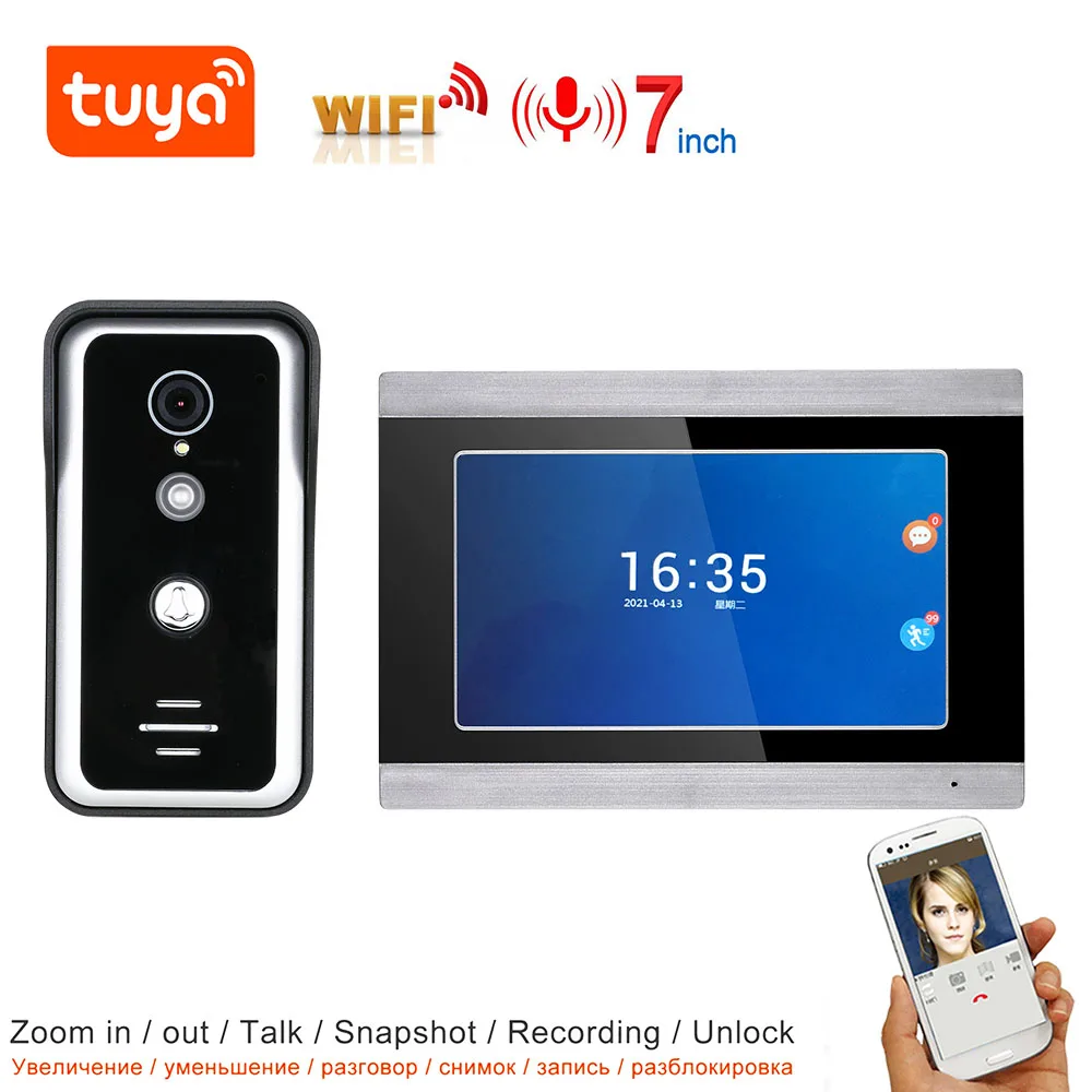 Factory PRICE TUYA WIFI Video Door Phone System Home Intercom with 7Inch Touch Screen Display AHD 1080P Doorbell Camera
